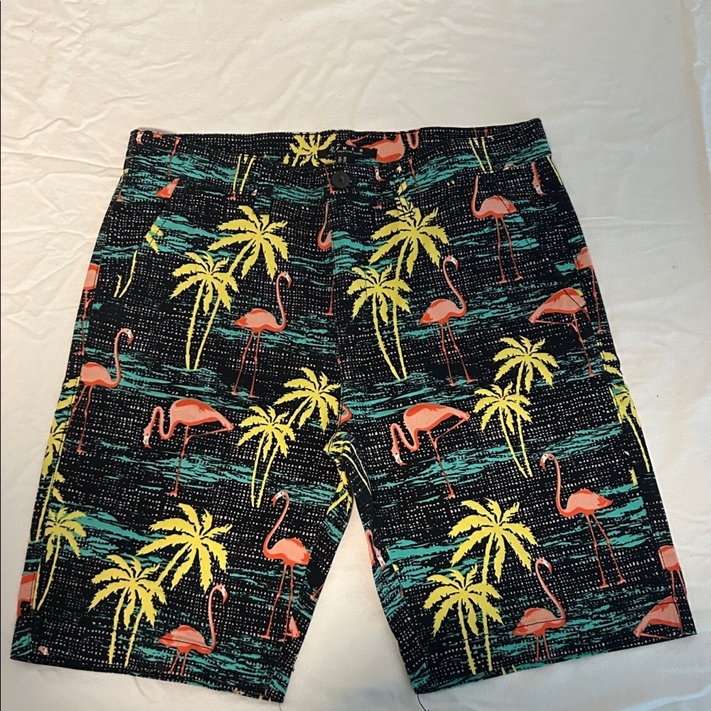 21men Colorful Tropical Print Shorts